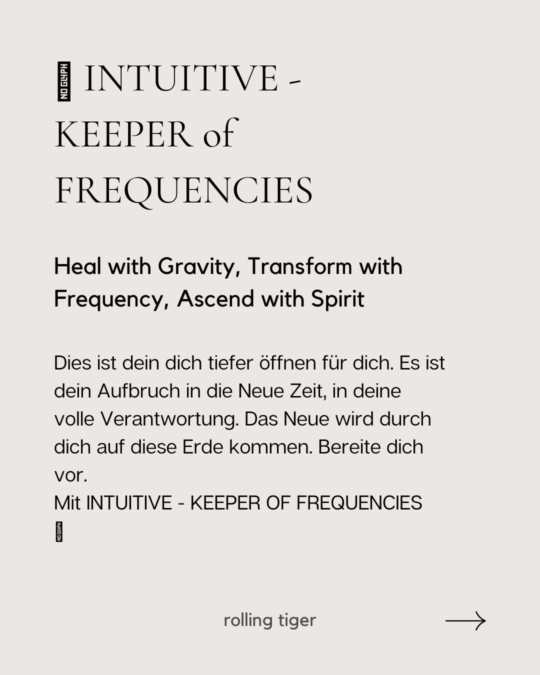 INTUITIVE – KEEPER of FREQUENCIES - ab 22. Mai 2026 *ANZAHLUNG* Opening > Dez 2025